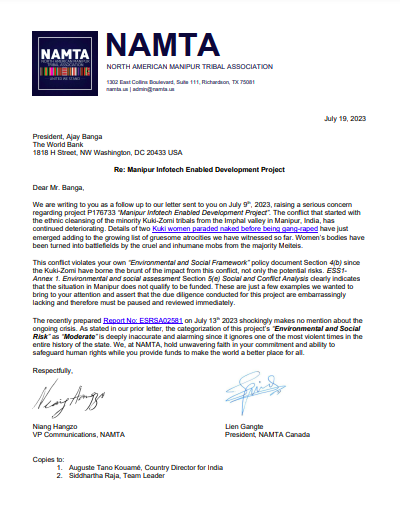Letter to World Bank (Updated)